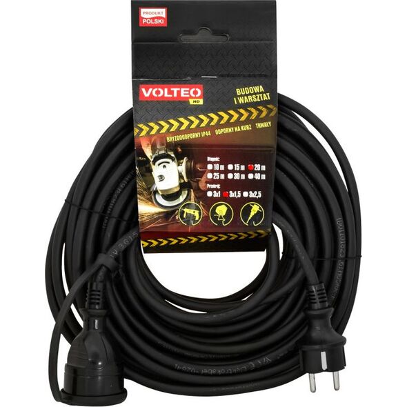 Volteo PRZEDŁUŻACZ HEAVY DUTY 20M PRZEWÓD H05RR-F 3*1,5MM