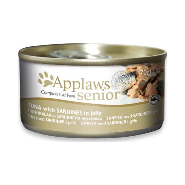 Applaws Applaws Cat Senior karma dla starszych kotów tuńczyk z sardynkami w galaretce puszka 70 g uniwersalny