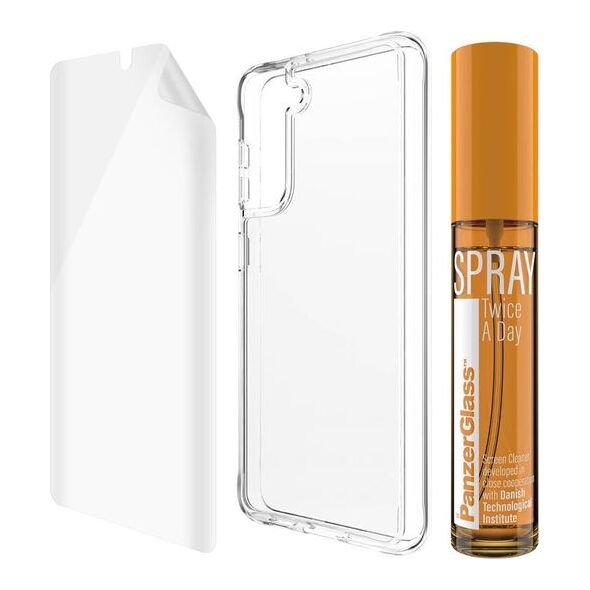 PanzerGlass Zestaw szkło, etui ClearCase, spray 30ml  do Galaxy S21 (B7259)