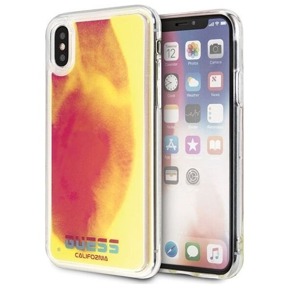 Guess Guess GUHCPXGLCPI iPhone X/Xs różowy /pink hard case California Glow in the dark uniwersalny