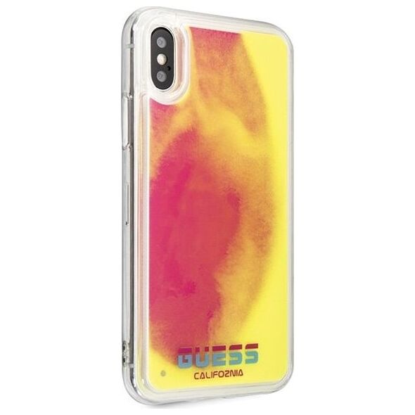 Guess Guess GUHCPXGLCPI iPhone X/Xs różowy /pink hard case California Glow in the dark uniwersalny