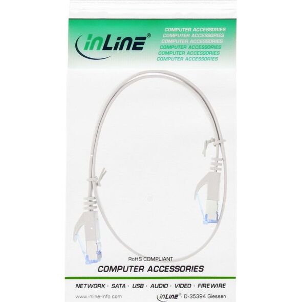 InLine Flat Patch kabel, U/FTP, Cat.6A, szary, 0.5m