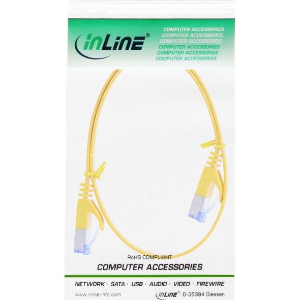 InLine Flat Patch kabel, U/FTP, Cat.6A, żółty, 0.5m