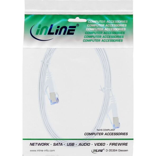 InLine Flat Patch kabel, U/FTP, Cat.6A, biały, 1m (71801W)