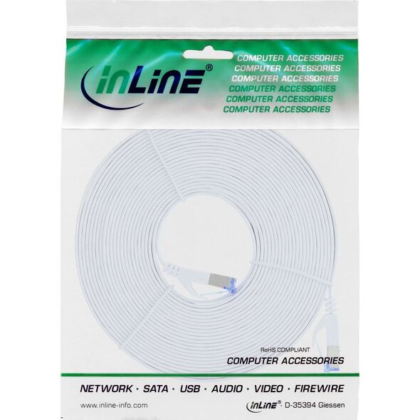 InLine InLine Flat Patch kabel, U/FTP, Cat.6A, biały, 10m