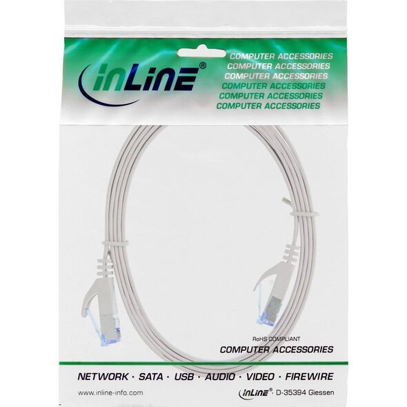 InLine Patchcord płaski, U / FTP, Cat.6A, szary, 2m