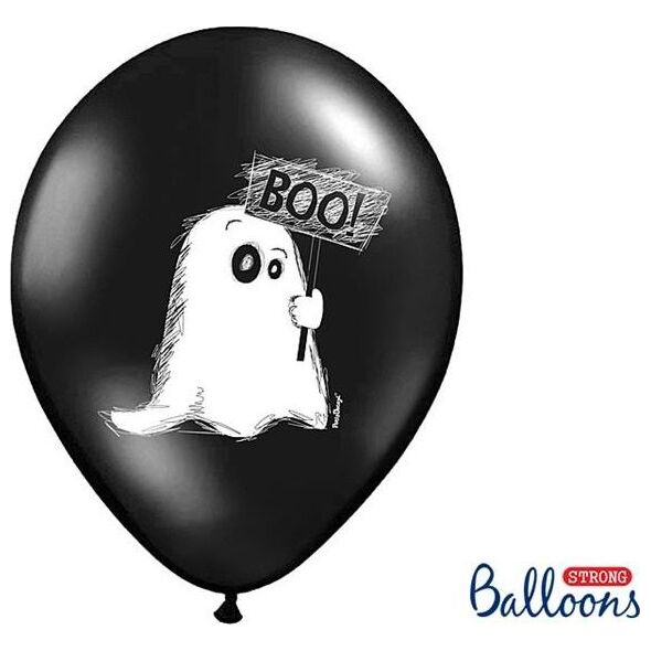 Party Deco Balony na Halloween, Duszek, czarne, 30 cm, 50 szt. uniwersalny