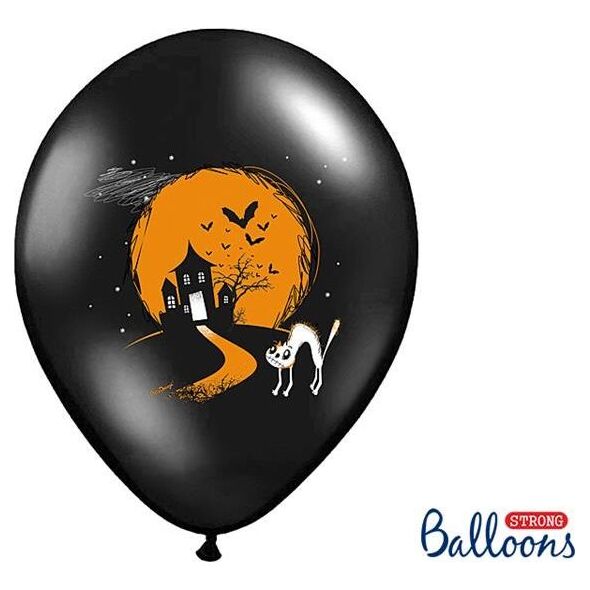 Party Deco Balony na Halloween, Duszek, czarne, 30 cm, 50 szt. uniwersalny
