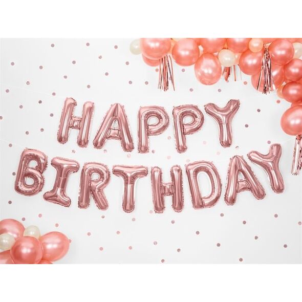 Party Deco Balon foliowy HAPPY BIRTHDAY, różowe złoto, 340x35 cm uniwersalny