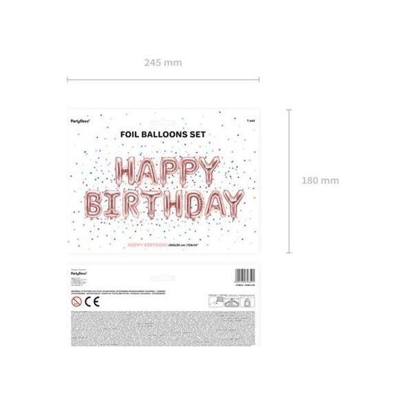 Party Deco Balon foliowy HAPPY BIRTHDAY, różowe złoto, 340x35 cm uniwersalny