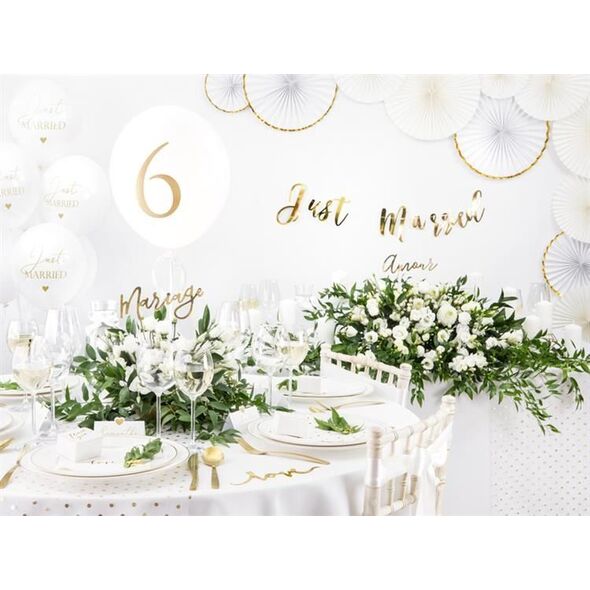 Party Deco Balony weselne, Just Married, białe, 30 cm, 6 szt. uniwersalny