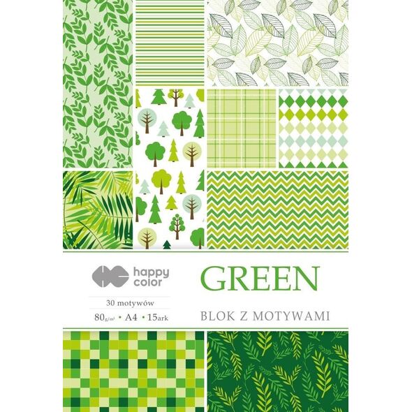 Happy Color Blok z motywami Green A4/15ark HAPPY COLOR