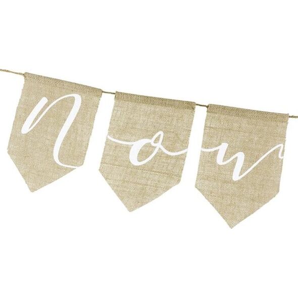 Party Deco Baner ślubny, Nowożeńcy, juta, 23x155 cm uniwersalny