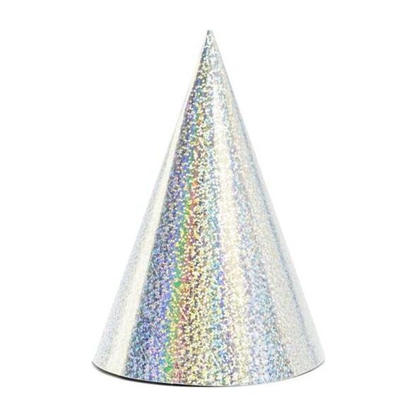 Party Deco Czapeczki imprezowe, holograficzne srebrne, 17 cm, 6 szt. uniwersalny