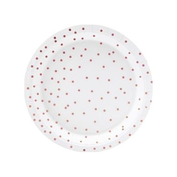 Party Deco Talerzyki papierowe, kropki, białe, średnica 18 cm, 6 szt. uniwersalny