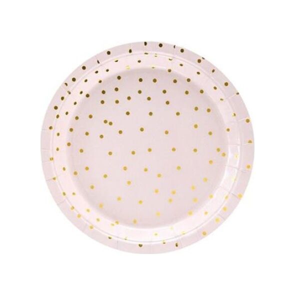 Party Deco Talerzyki papierowe, kropki, jasnoróżowe, średnica 18 cm, 6 szt. uniwersalny