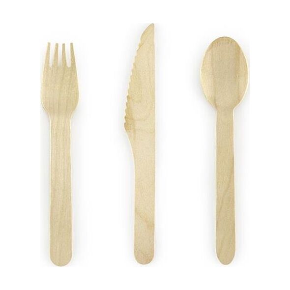 Party Deco Sztućce drewniane Leśni Przyjaciele-Woodland, 16cm, 18 szt. uniwersalny