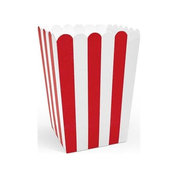 Party Deco pudełka na popcorn, Piraci, czerwono-białe, 7x7x12,5 cm, 6 sztuk uniwersalne (38447)