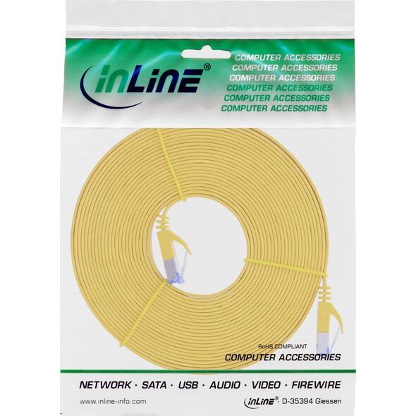 InLine Flat Patch kabel, U/FTP, Cat.6A, żółty, 7m
