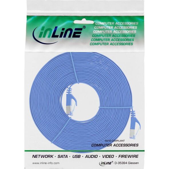 InLine Flat Patch kabel, U/FTP, Cat.6A, niebieski, 7m (71807B)