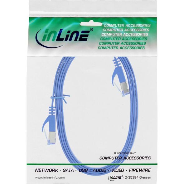InLine Flat Patch kabel, U/FTP, Cat.6A, niebieski, 1m (71801B)