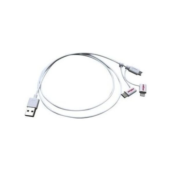 Kabel USB Roline USB-A - microUSB + USB-C 1 m Biały (JAB-4216448)