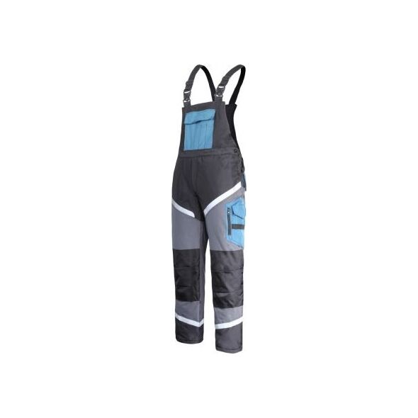 Lahti Pro Ogrodniczki Ocieplane Czarno-szaro-turkusowe z Odblaskami 2XL (L4110905)