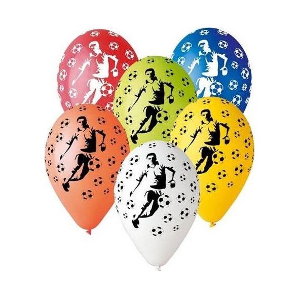 GMR Balony z nadrukiem Piłkarz i Piłki Nożne - 30 cm - 5 szt. uniwersalny