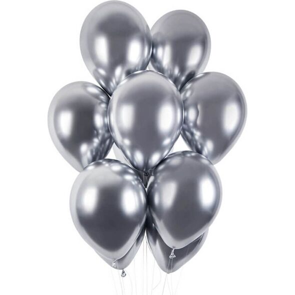 GMR Balony lateksowe shiny srebrne - 33 cm - 50 szt. uniwersalny
