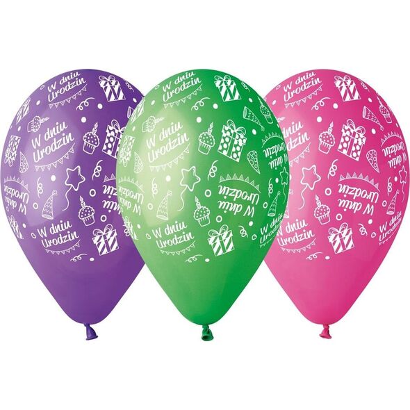 GMR Balony pastelowe mix kolorów W Dniu Urodzin - 30 cm - 5 szt. uniwersalny