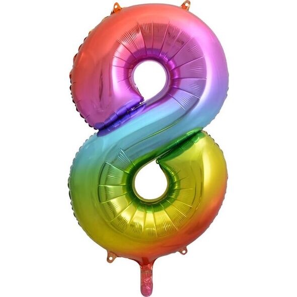 GoDan Balon foliowy cyfra 8 tęczowy - 85 cm - 1 szt. uniwersalny