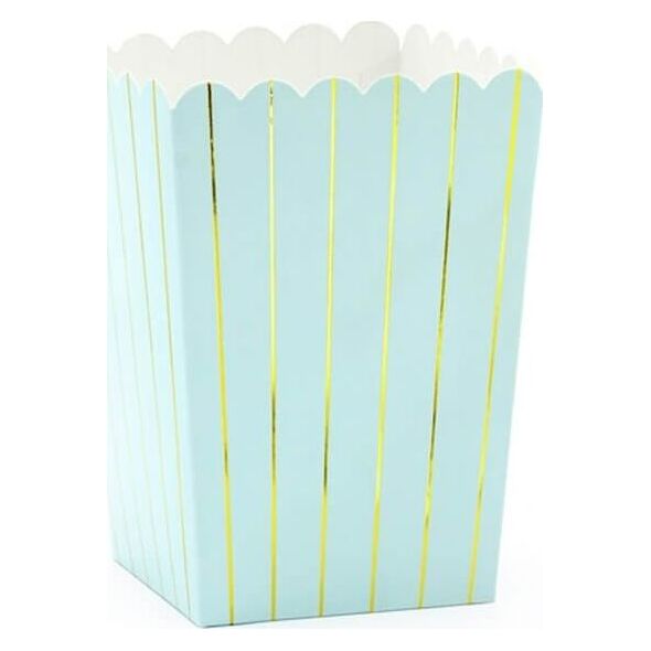 Party Deco pudełka na popcorn w złote paski 6 sztuk uniwersalne (34015)