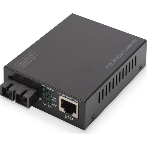 Konwerter światłowodowy Digitus Gigabit PoE Singlem.Media RJ45/SC SM PSE