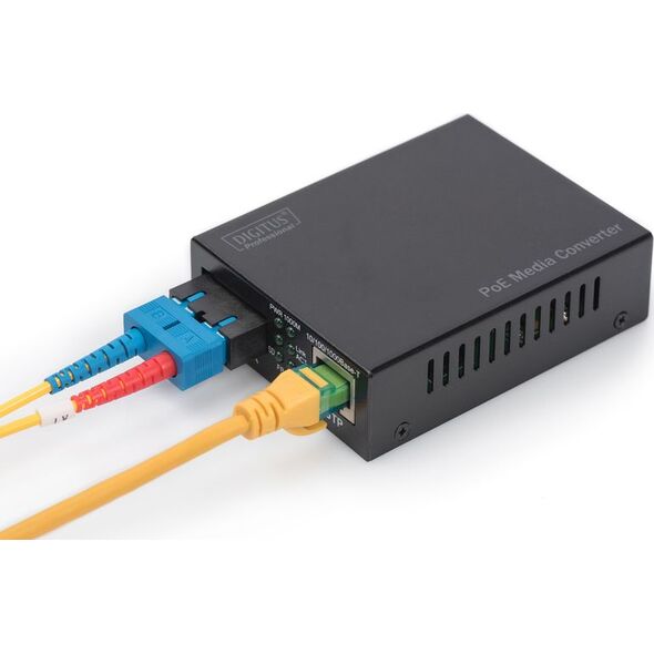 Konwerter światłowodowy Digitus Gigabit PoE Singlem.Media RJ45/SC SM PSE