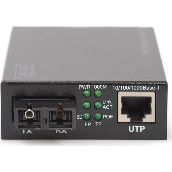 Konwerter światłowodowy Digitus Gigabit PoE Singlem.Media RJ45/SC SM PSE