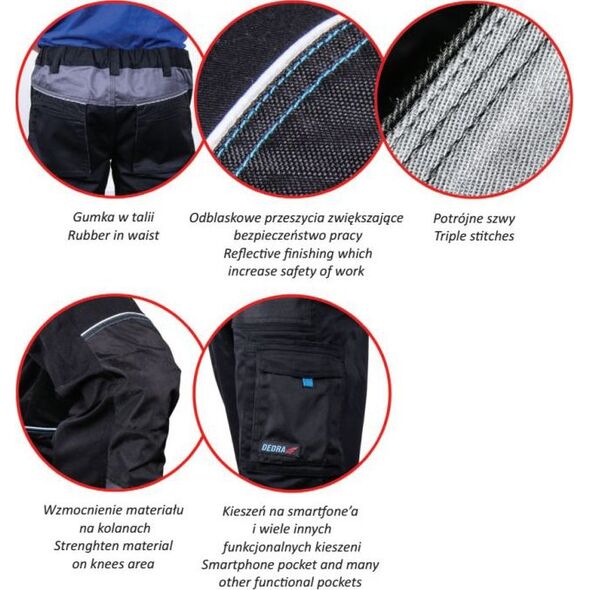 Dedra Spodnie ochronne XXL/58, Premium line, 240g/m2 (BH5SP-XXL)
