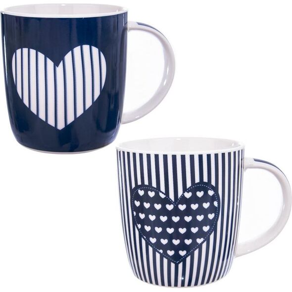Orion Kubek porcelanowy do kawy, herbaty, zestaw kubków z uchem, dekor, na prezent, 2 sztuki, 390 ml