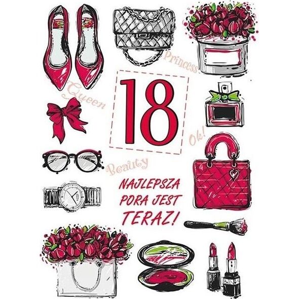 Stamp Karnet Party naklejany B6+koperta Urodziny 18 wz09