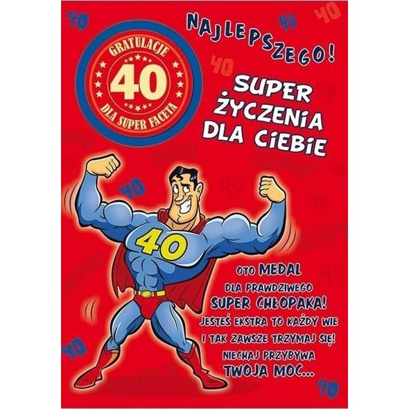 Stamp Karnet Party naklejany B6+koperta Urodziny 40 wz05