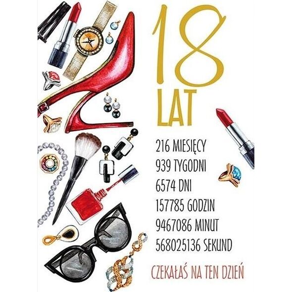 Stamp Karnet Party naklejany B6+koperta Urodziny 18 wz10