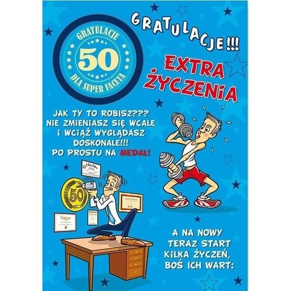 Stamp Karnet Party naklejany B6+koperta Urodziny 50 wz02
