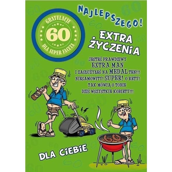 Stamp Karnet Party naklejany B6+koperta Urodziny 60 wz04