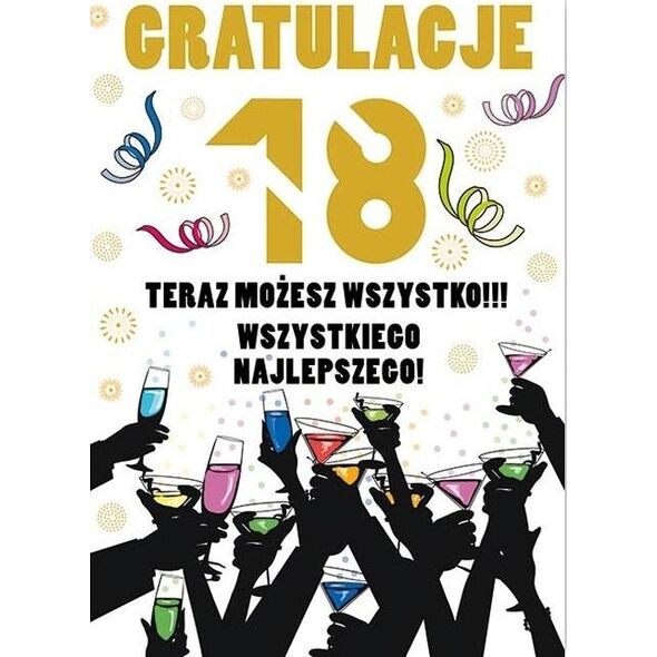Stamp Karnet Party naklejany B6+koperta Urodziny 18 wz16