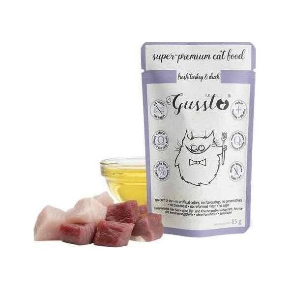 GUSSTO GUSSTO sasz.85g FRESH TURKEY DUCK /8 Pokarm dla kota z INDYKIEM I KACZKĄ
