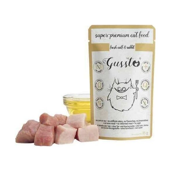 GUSSTO GUSSTO sasz.85g FRESH CALF RABBIT /8 Pokarm dla kota z CIELĘCINĄ I KRÓLIKIEM