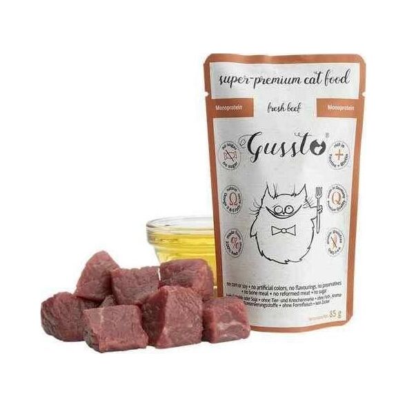 GUSSTO GUSSTO sasz.85g FRESH BEEF /8 Pokarm dla kota z WOŁOWINĄ