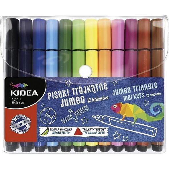 Derform Pisaki trójkątne Jumbo 12 koloów KIDEA