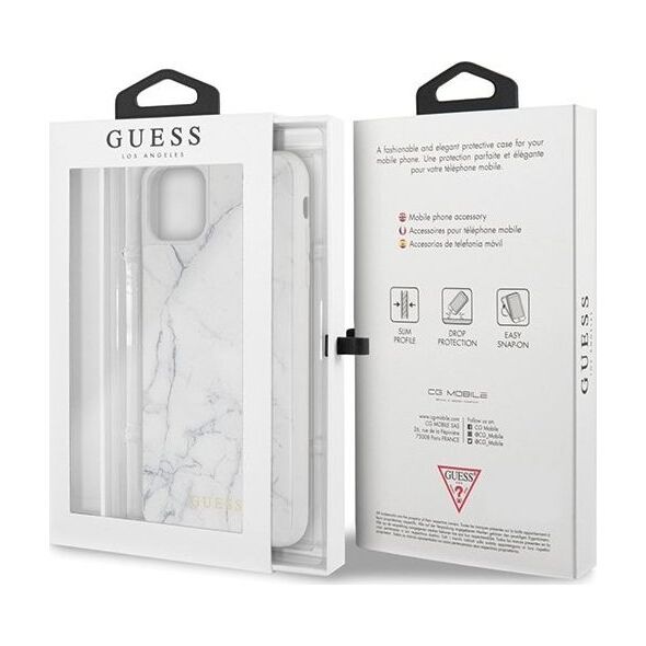Guess Guess iPhone 11 Pro Max GUHCN65HYMAWH biały hard case Marble