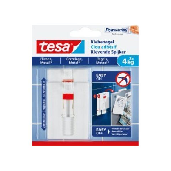 Tesa 1x2 Tesa Adjustable Adhesive Nail for Tiles & Metal 4kg 77767