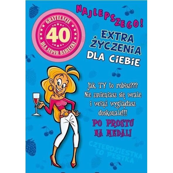 Stamp Karnet Party naklejany B6+koperta Urodziny 40 wz07